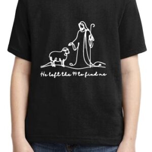 Alternative view of He left the 99 kids t-shirt